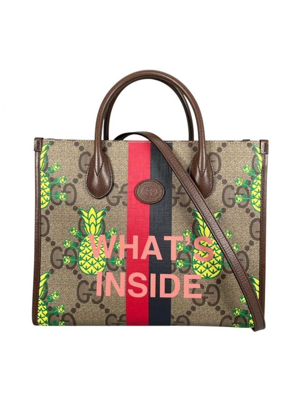 Gucci Gujumbo GG Pineapple Handbag Leather Brown 2-Way